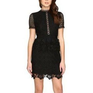 Ted Baker Black Lace Cocktail dress with Peplum Fits Sz6-8